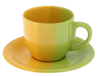Чайная пара 200мл, зелено-желтая